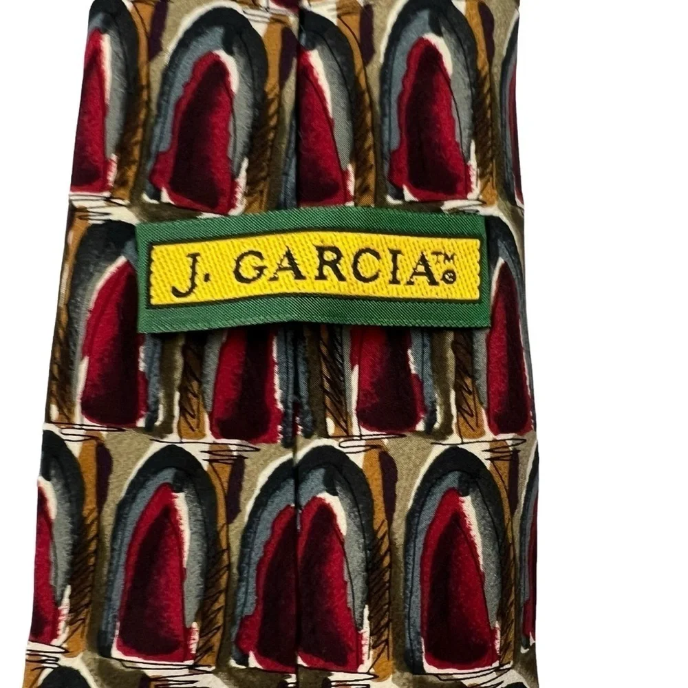 J.Garcia 2 Silk Neck Ties Arches Collection 55 Red Geometric Jerry Artist Mens